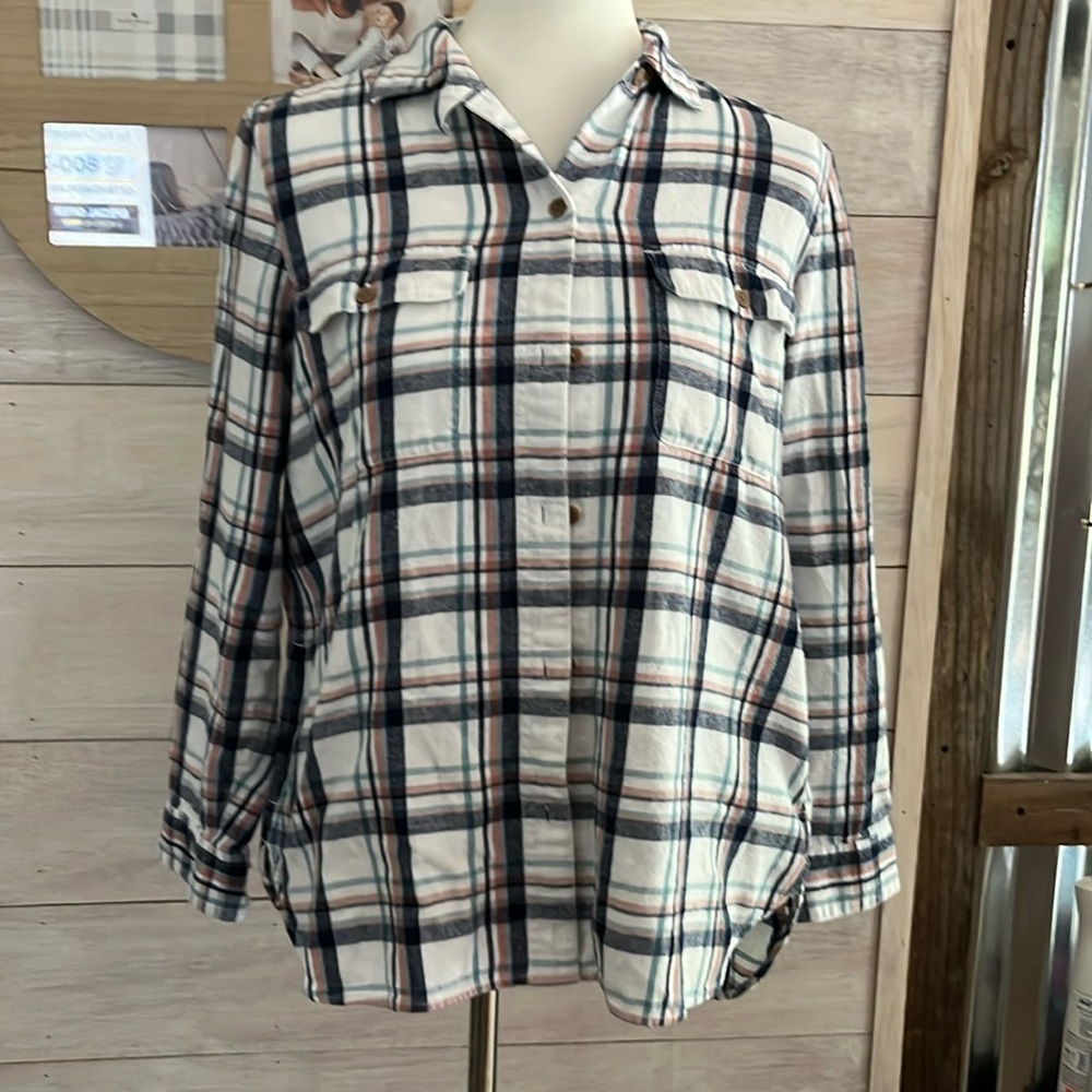 Madewell Blue Plaid Button Top M